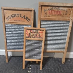 Vintage Washboard Set with Wooden Frames